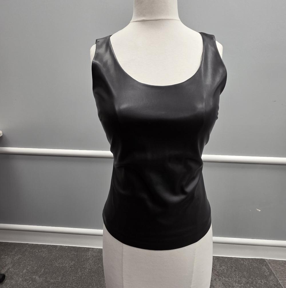 Theory Bedford Black Vegan Leather Tank Top